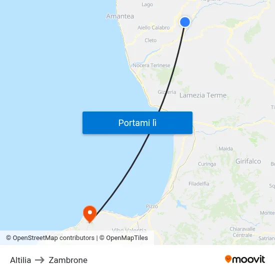 Altilia to Zambrone map