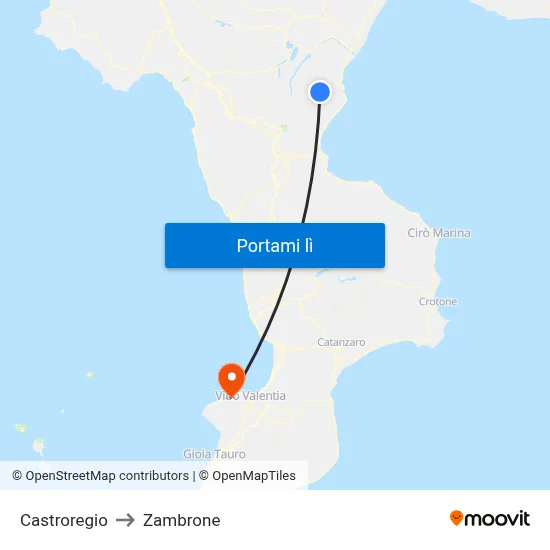Castroregio to Zambrone map