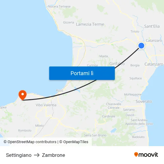 Settingiano to Zambrone map