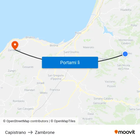 Capistrano to Zambrone map