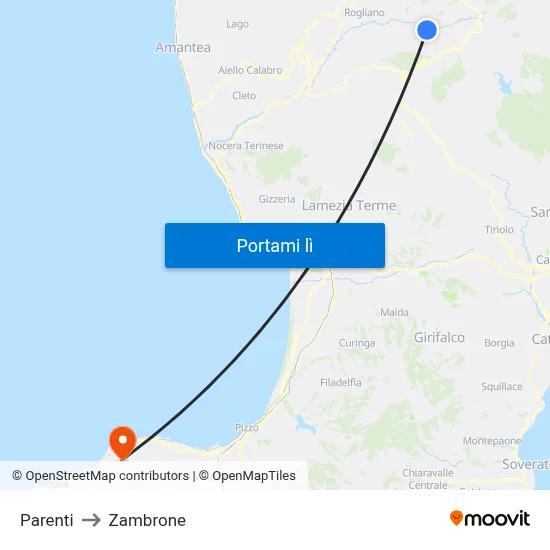 Parenti to Zambrone map