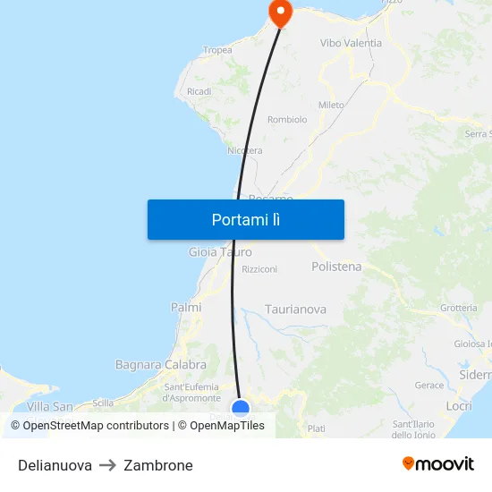 Delianuova to Zambrone map