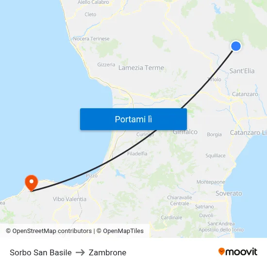 Sorbo San Basile to Zambrone map