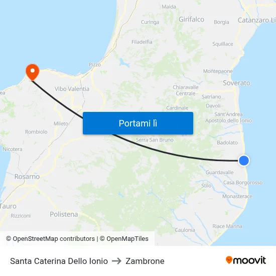 Santa Caterina Dello Ionio to Zambrone map