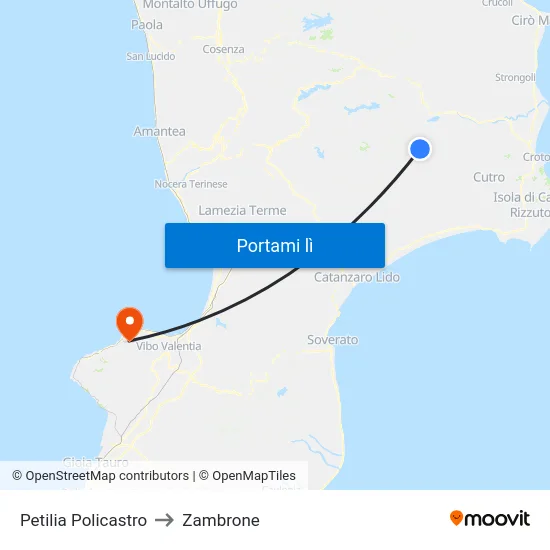 Petilia Policastro to Zambrone map