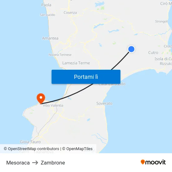 Mesoraca to Zambrone map