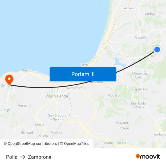 Polia to Zambrone map