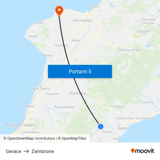 Gerace to Zambrone map
