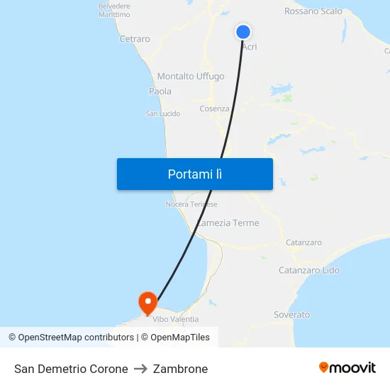 San Demetrio Corone to Zambrone map