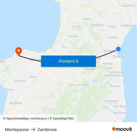 Montepaone to Zambrone map