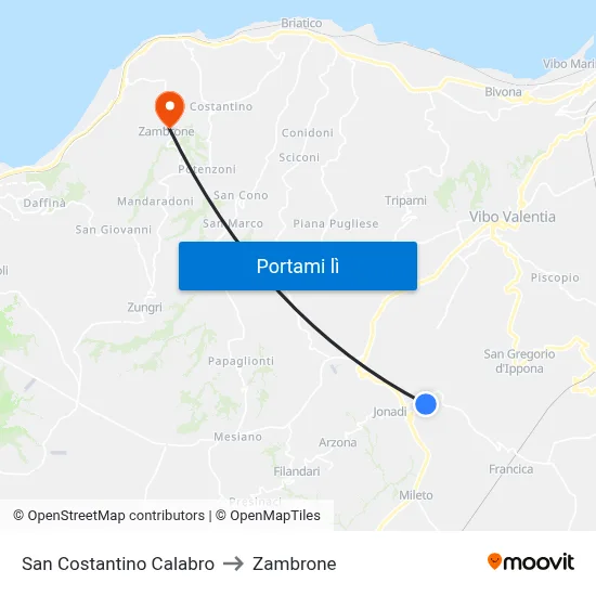 San Costantino Calabro to Zambrone map