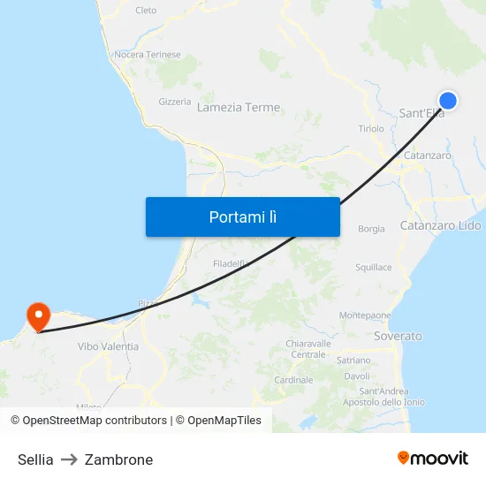 Sellia to Zambrone map