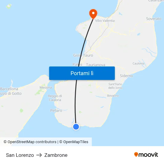 San Lorenzo to Zambrone map