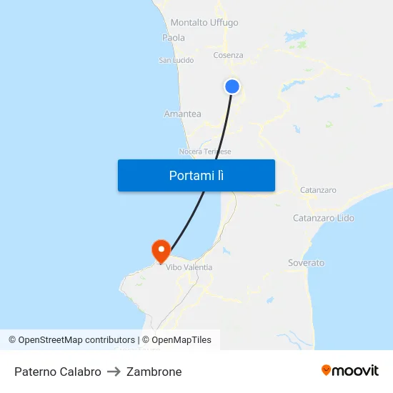 Paterno Calabro to Zambrone map