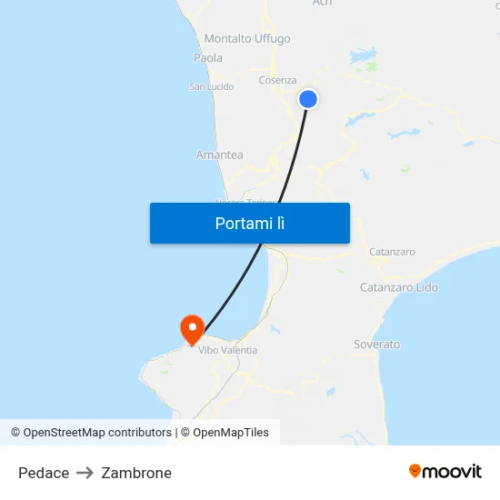 Pedace to Zambrone map