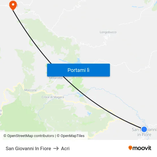 San Giovanni In Fiore to Acri map