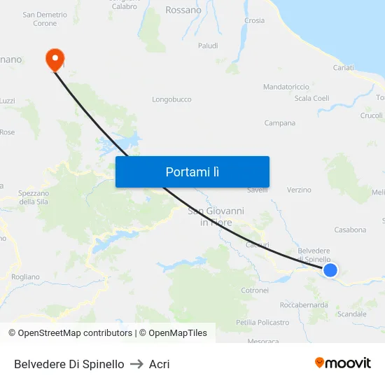 Belvedere Di Spinello to Acri map