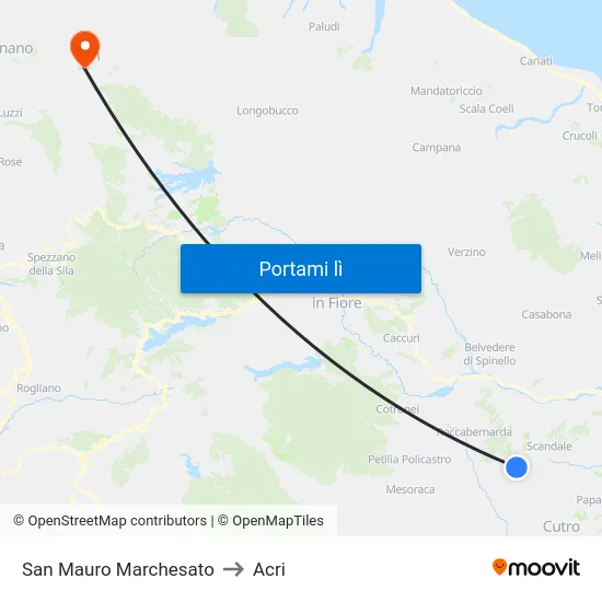 San Mauro Marchesato to Acri map