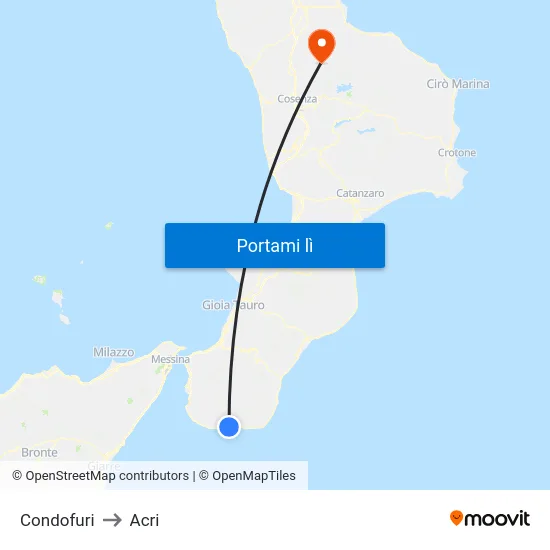 Condofuri to Acri map