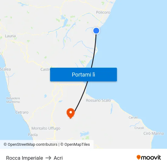 Rocca Imperiale to Acri map