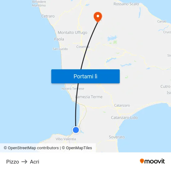 Pizzo to Acri map