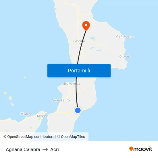 Agnana Calabra to Acri map