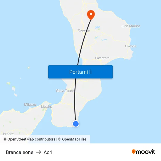 Brancaleone to Acri map