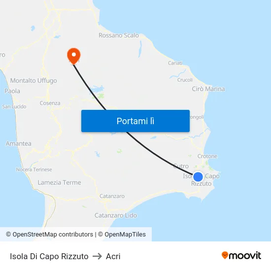 Isola Di Capo Rizzuto to Acri map