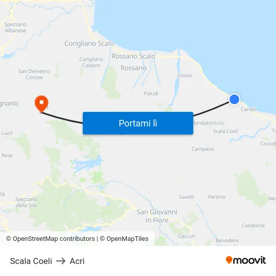 Scala Coeli to Acri map