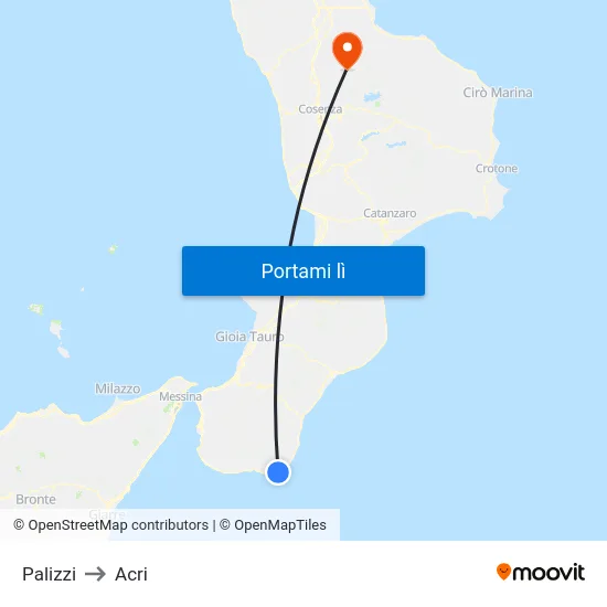 Palizzi to Acri map