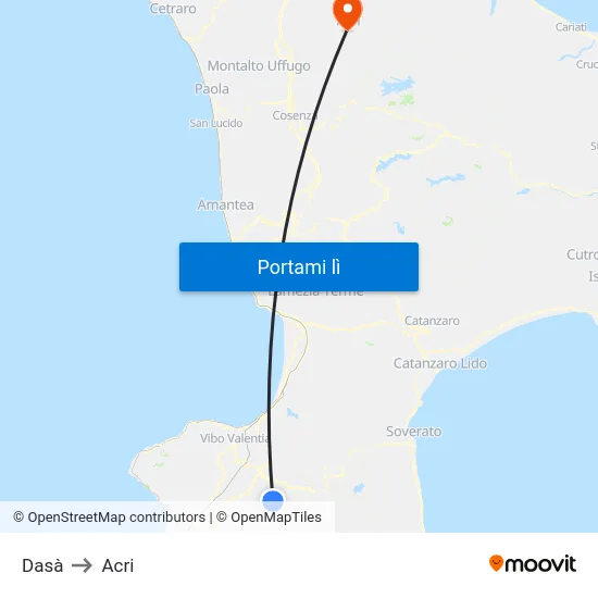 Dasà to Acri map