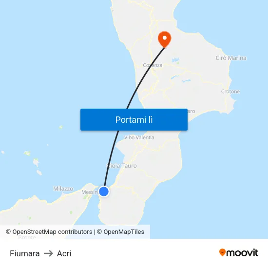 Fiumara to Acri map