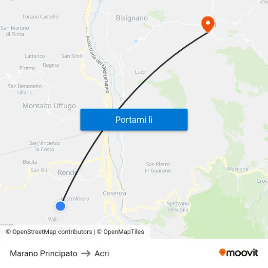 Marano Principato to Acri map