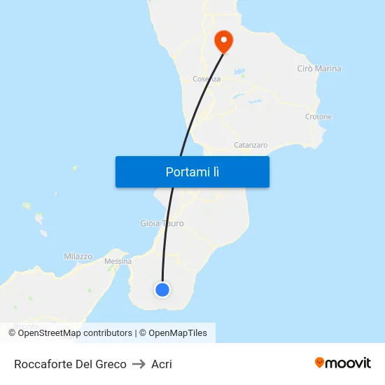 Roccaforte Del Greco to Acri map