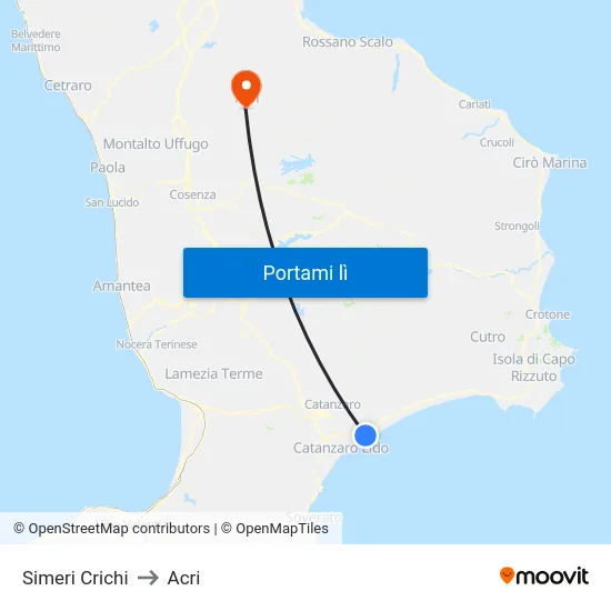 Simeri Crichi to Acri map