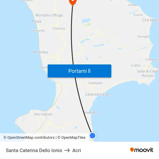 Santa Caterina Dello Ionio to Acri map