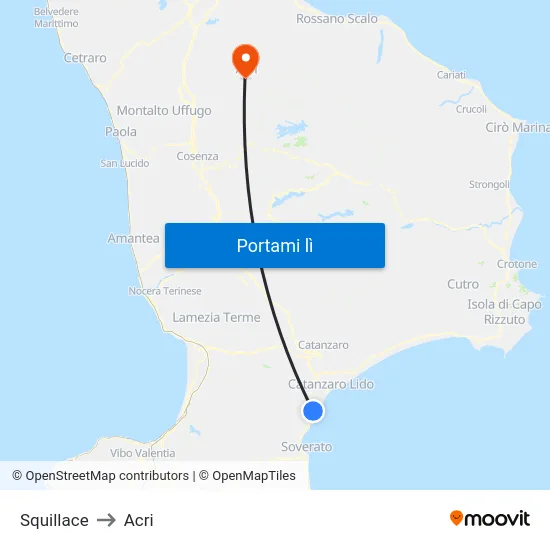 Squillace to Acri map