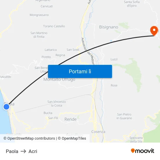 Paola to Acri map