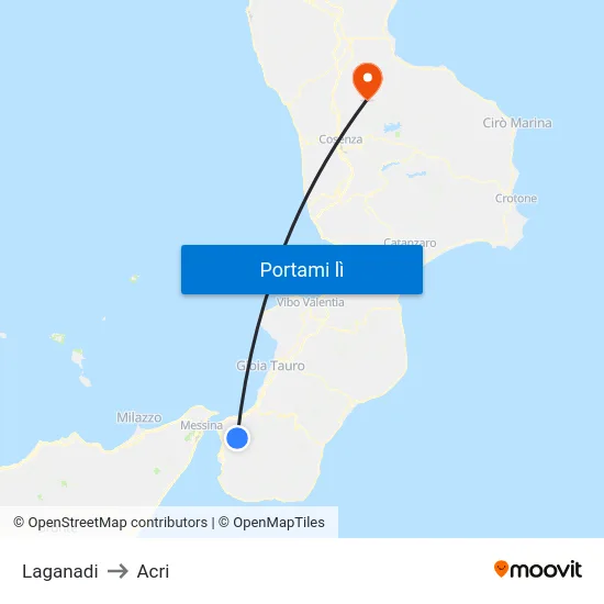 Laganadi to Acri map