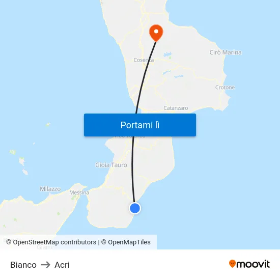 Bianco to Acri map