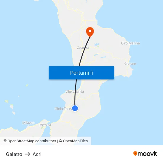 Galatro to Acri map