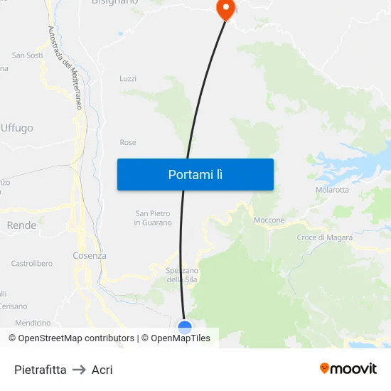 Pietrafitta to Acri map