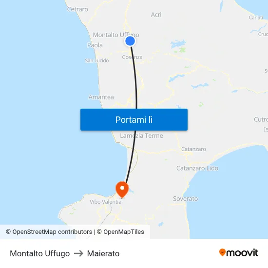 Montalto Uffugo to Maierato map