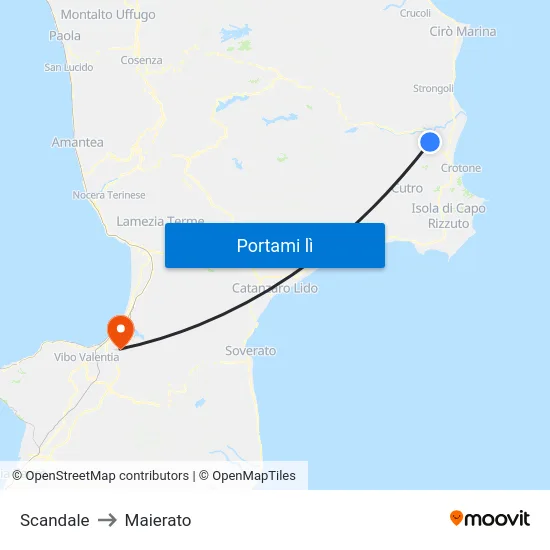 Scandale to Maierato map