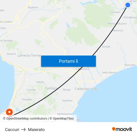 Caccuri to Maierato map