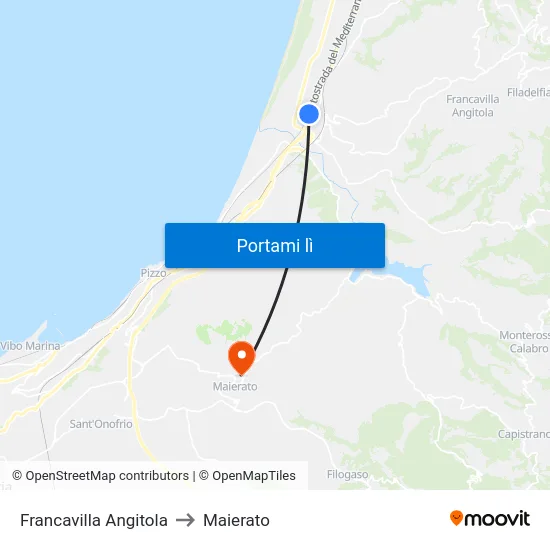 Francavilla Angitola to Maierato map