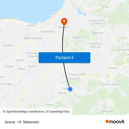 Arena to Maierato map