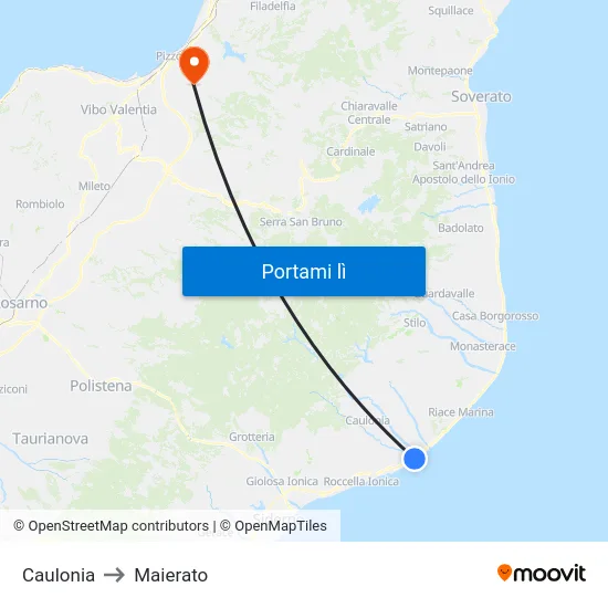 Caulonia to Maierato map