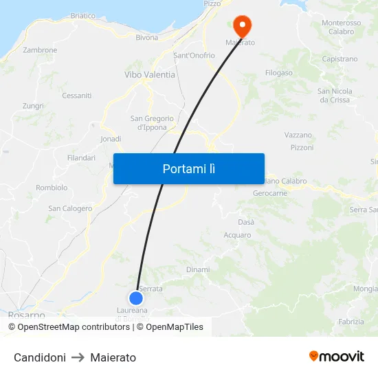 Candidoni to Maierato map