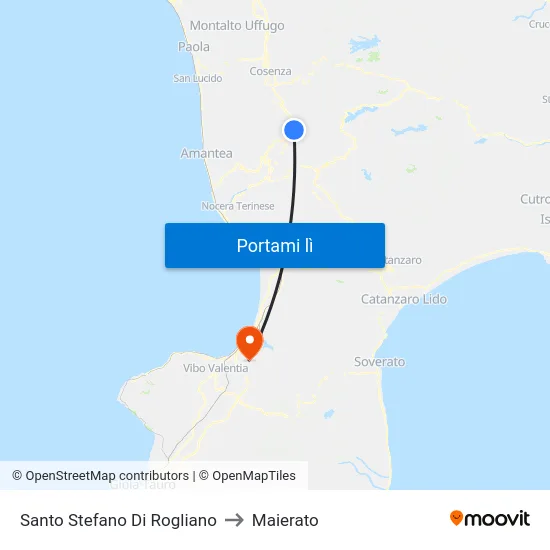 Santo Stefano Di Rogliano to Maierato map